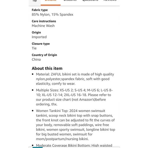 Zaful Black 2 Piece High Waist Swimsuit Bikini NWT Woman Size Medium Snap Front - Picture 10 of 11